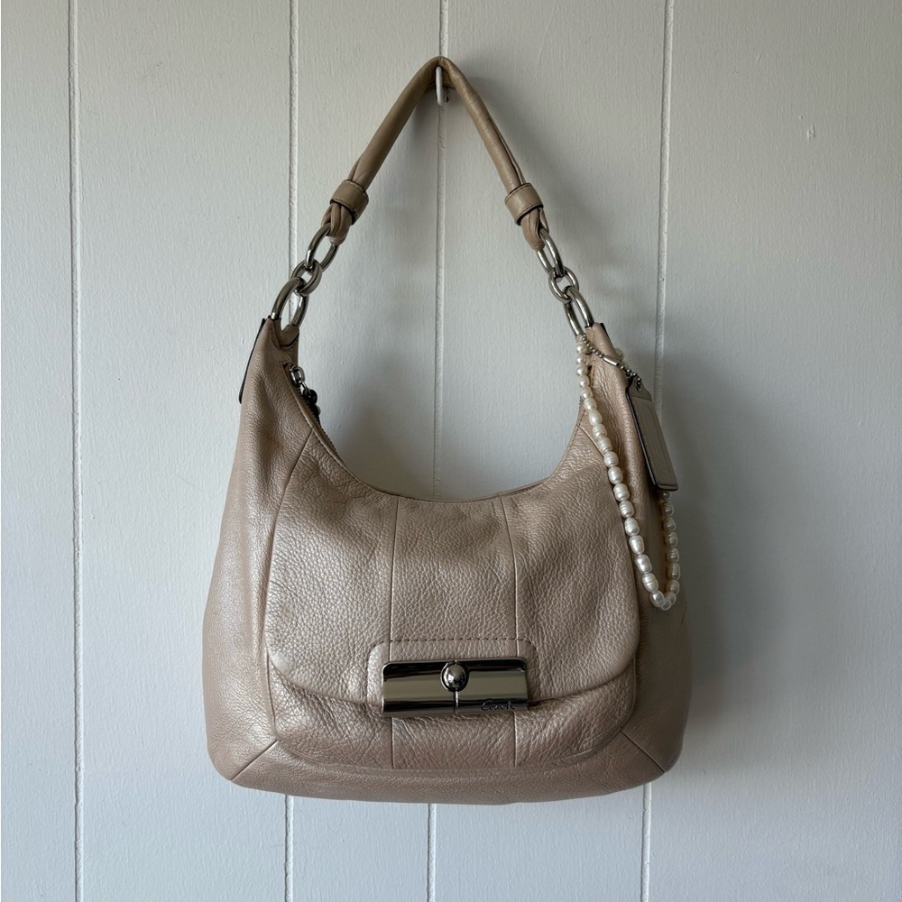 Coach Kristin Champagne Leather Hobo Shoulder Bag